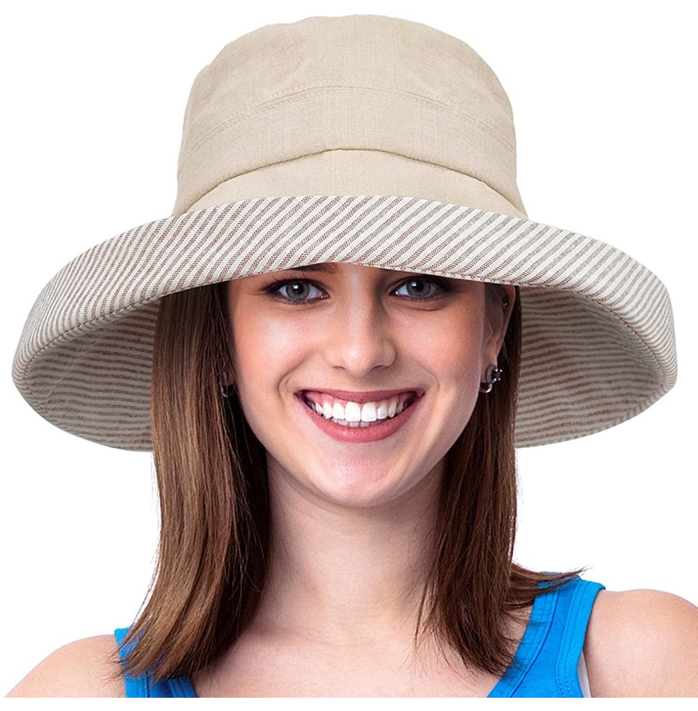 Sun Hats Womens Bucket Hat UV Sun Protection Lightweight Packable Summer Travel Beach Cap - 1 Cream - CN18EDTEY2I