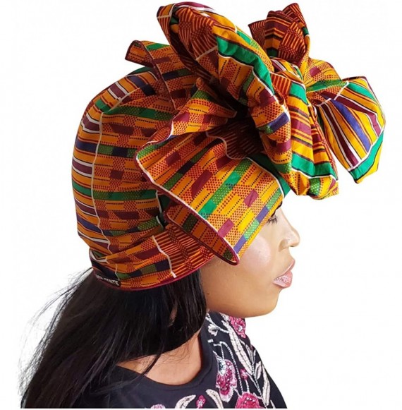 Headbands Ankara Headwrap Long Hair Head Wrap Turban and Scarf Dashiki African Print Kente and Stretch Jersey - CF18T4NNSGS