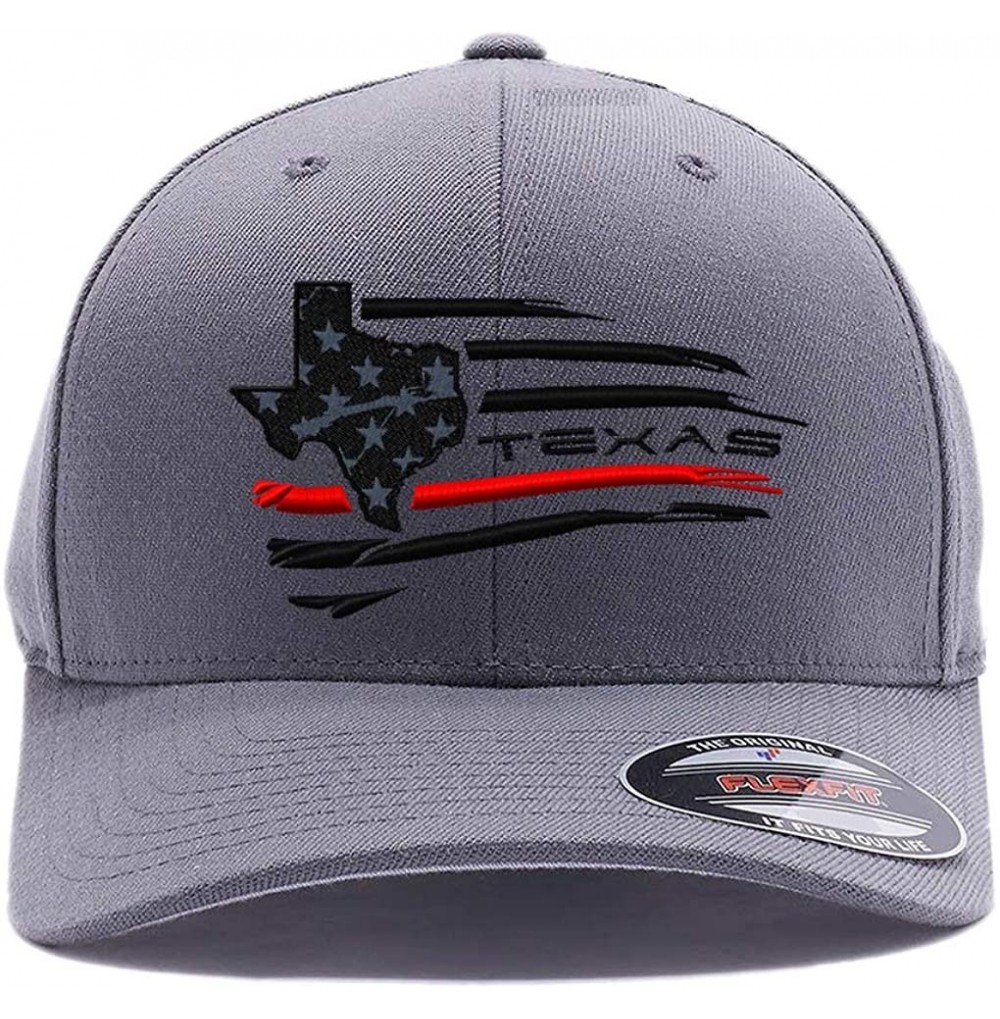 Baseball Caps California - Texas - Florida Thin Red Line USA Flag with State map Embroidered Black Flexfit Cap - Grey (Tx) - ...