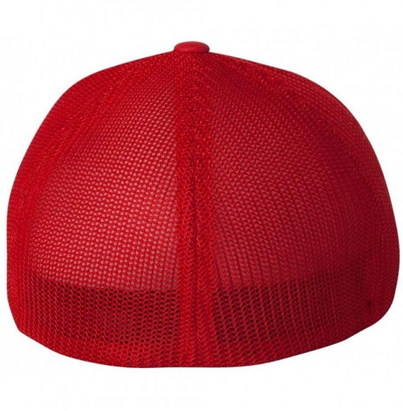 Baseball Caps Men's Two-Tone Stretch Mesh Fitted Cap - Red - CM11664I1ON