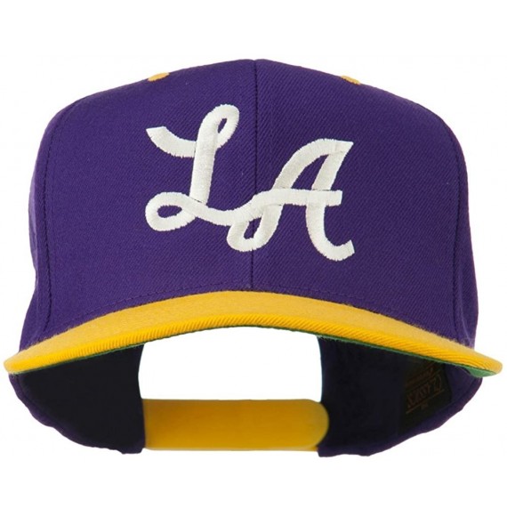 Baseball Caps LA Embroidered Snapback Cap - Purple Gold - CS11ONYY237