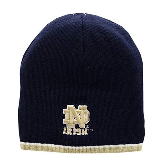 Skullies & Beanies Notre Dame Fighting Irish Skull Knit Hat 2-Sided Lined Blue - CH18AQIMS3H