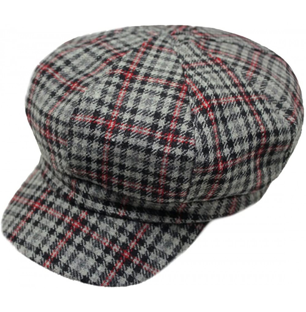 Berets Fashion Flat Caps Vintage Newsboy Hat Stripe Beret Peaked Cap - Red Stripe - C512KP1XZGV