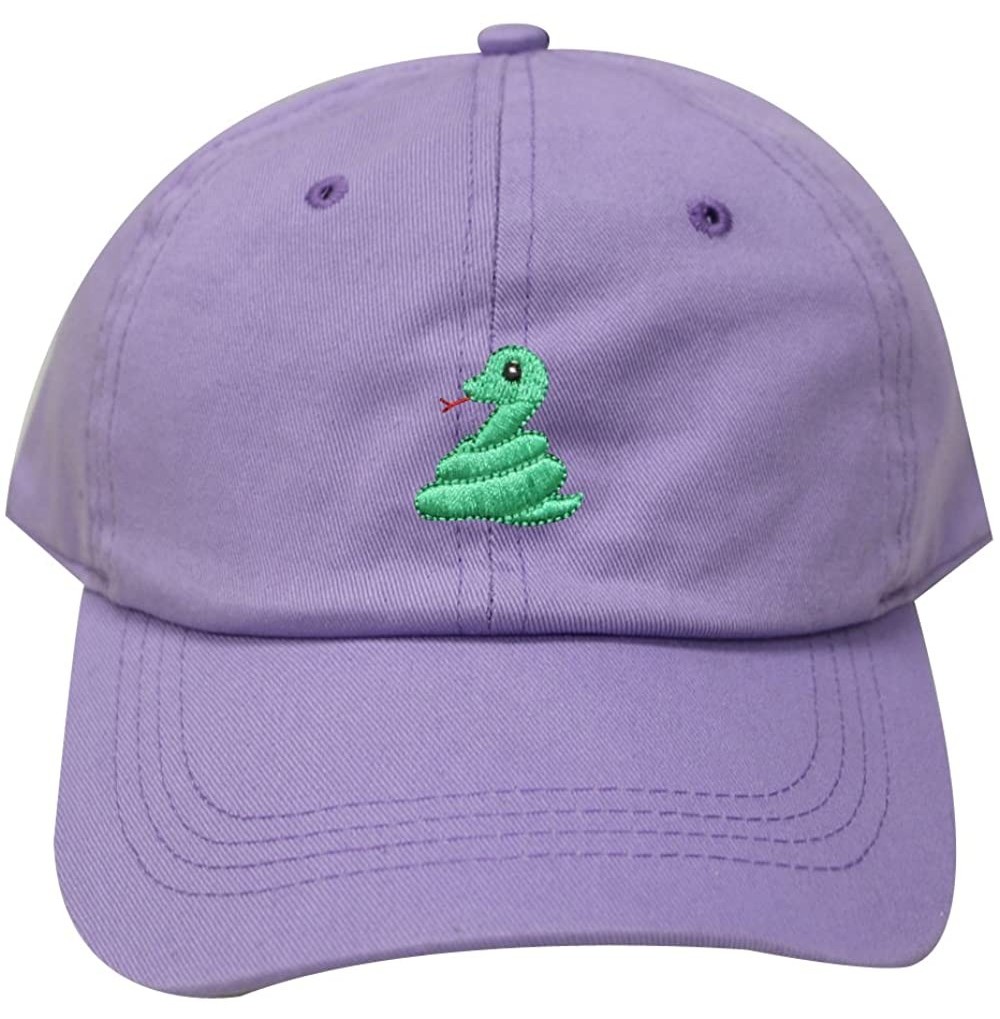 Baseball Caps Cute Snake Emoji Cotton Baseball Caps - Lilac - C61862MRSHM