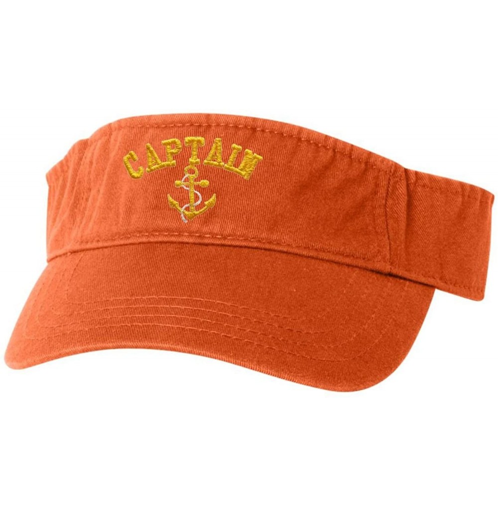 Visors Adult Captain with Anchor Embroidered Visor Dad Hat - Orange - C3184IKNSZT