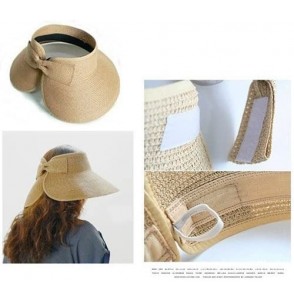 Sun Hats Women & Children Beach Hat Sun Visor Foldable Roll up Wide Brim Straw Hat Cap - Adult Size Color Red - C611ZV068TN
