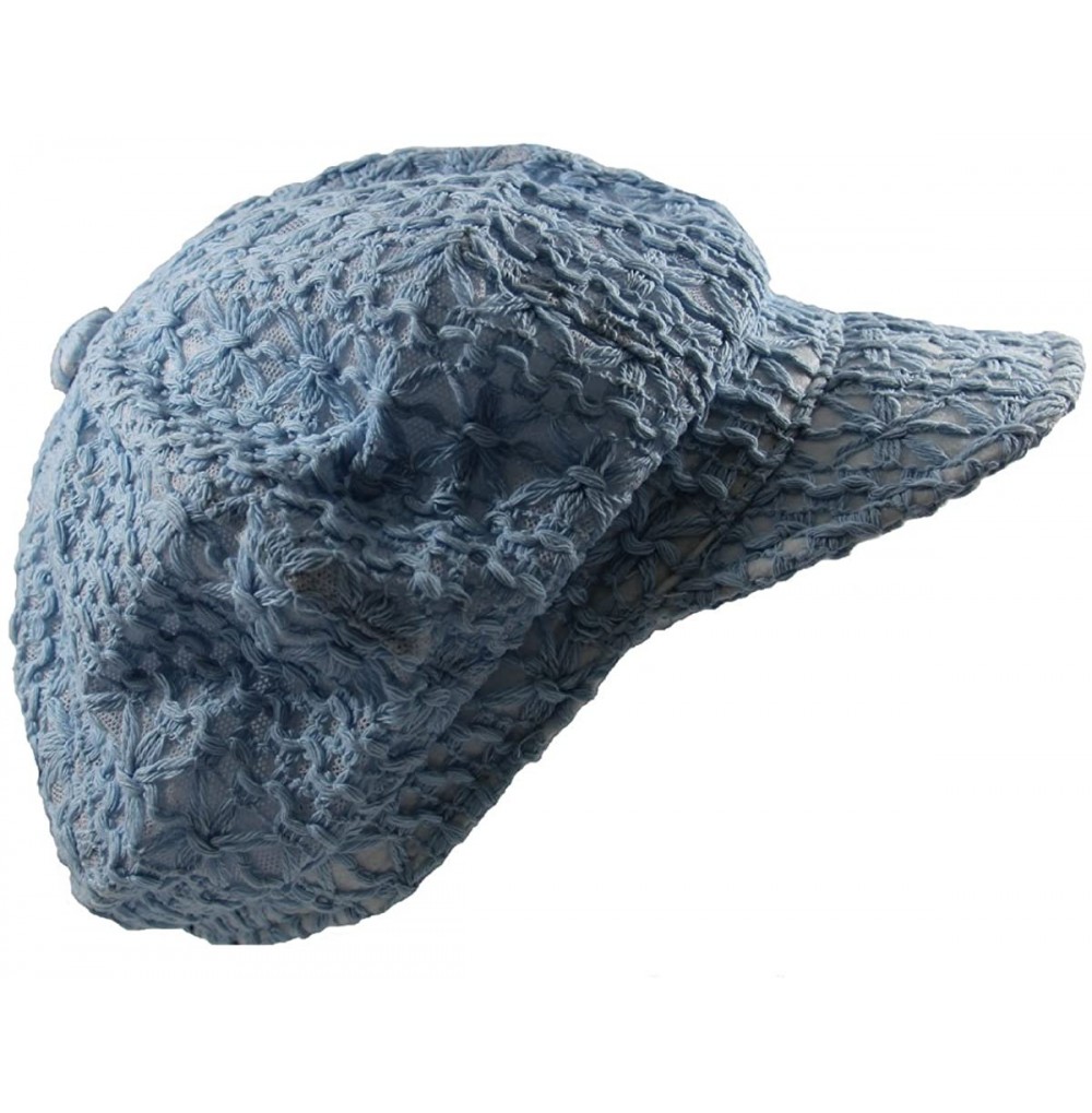 Newsboy Caps Ladies Crochet Newsboy Hats - Sky Blue - CU11XSRZXH9