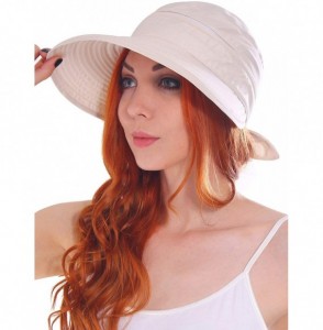 Sun Hats Hats for Women UPF 50+ UV Sun Protective Convertible Beach Visor Hat - Beige - C211DMLSHR9