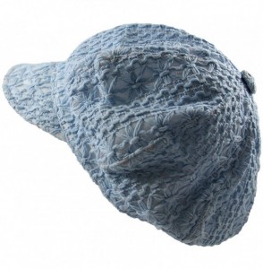 Newsboy Caps Ladies Crochet Newsboy Hats - Sky Blue - CU11XSRZXH9