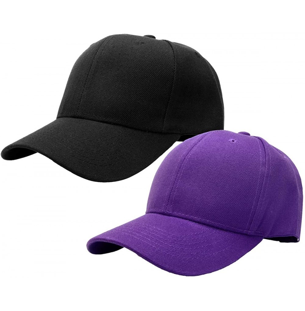 Baseball Caps 2pcs Baseball Cap for Men Women Adjustable Size Perfect for Outdoor Activities - Black/Purple - CB195CW38HS