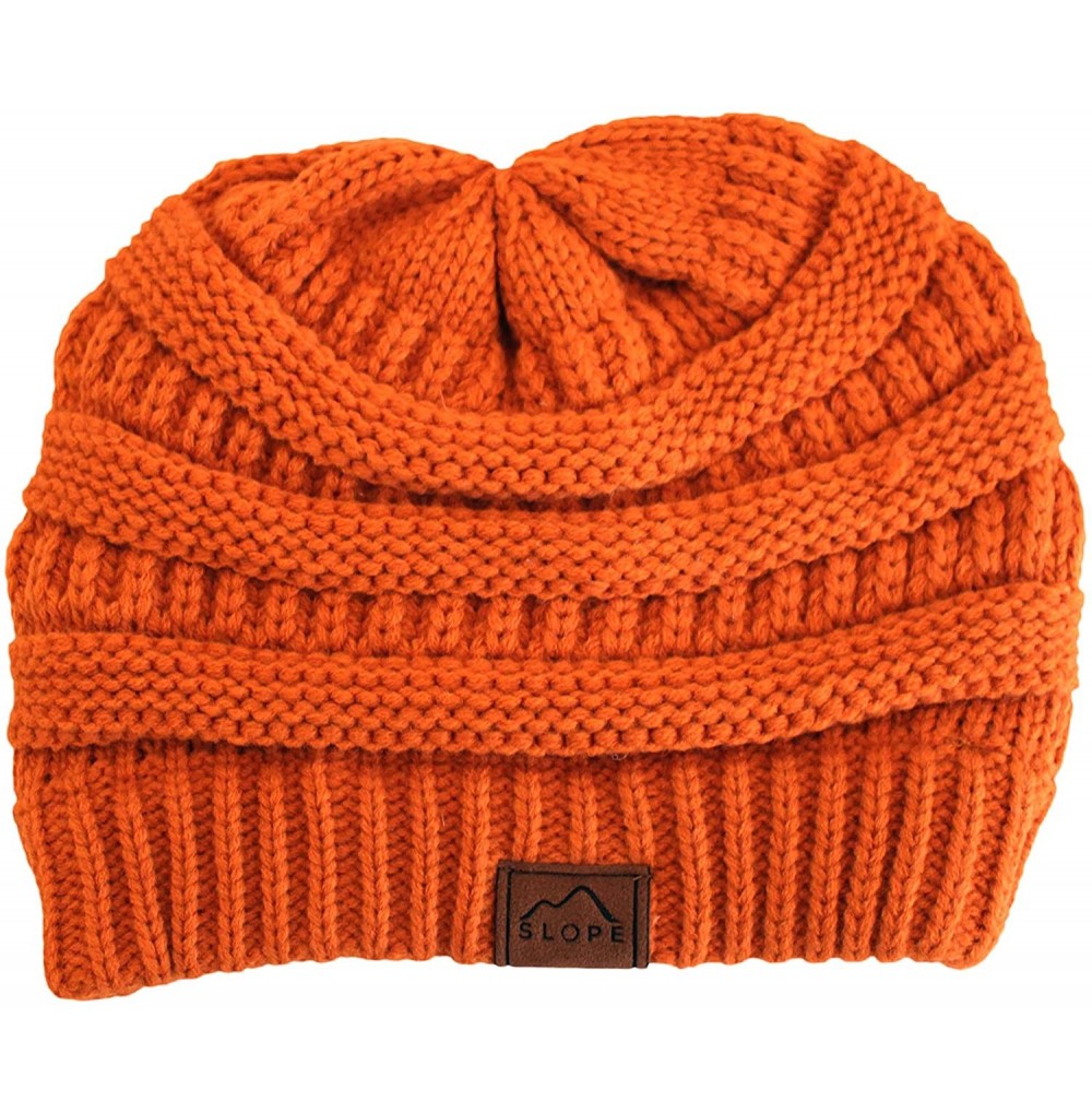 Skullies & Beanies Knitted Beanie Warm Chunky Thick Soft Stretch Cable Beanie Hat - Copper - CM11S66BFIN