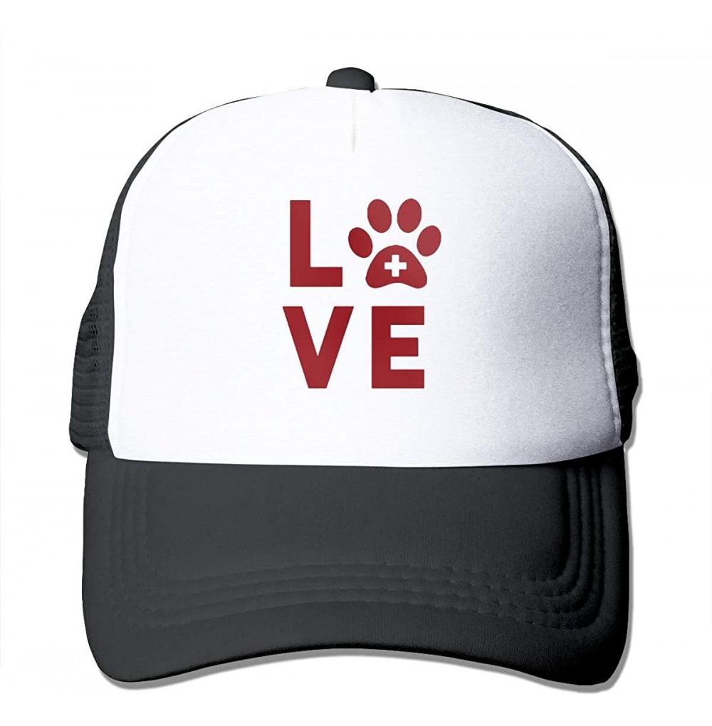 Baseball Caps Love Vet Tech Paw Adjustable Mesh Trucker Baseball Cap Men/Women Dad Hat - CM18RNEEHRC