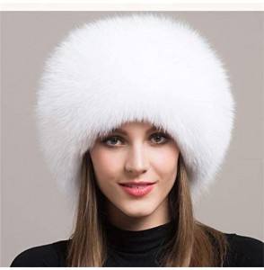 Bomber Hats New Women's Real Fox Fur Hats Leather Outdoor Warm Winter Hats - White - C9192MZUTIU