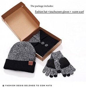 Skullies & Beanies 3-Pieces Winter Knit Hat Set Warm Beanie Hat + Scarf + Gloves Winter Set - Dark Blue - C4186SX3XWN