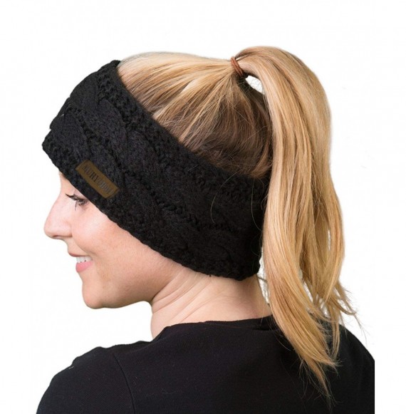 Cold Weather Headbands Women Winter Warm Headband Fuzzy Fleece Lined Thick Cable Knit Head Wrap Ear Warmer Black & Confetti B...