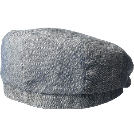 Newsboy Caps Men's 100% Linen Ivy Hat with Cotton Lining - Blue - CN17YQR86I0
