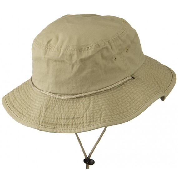 Sun Hats Big Size Washed Bucket Hat with Chin Cord - Khaki - CY11HPANYST