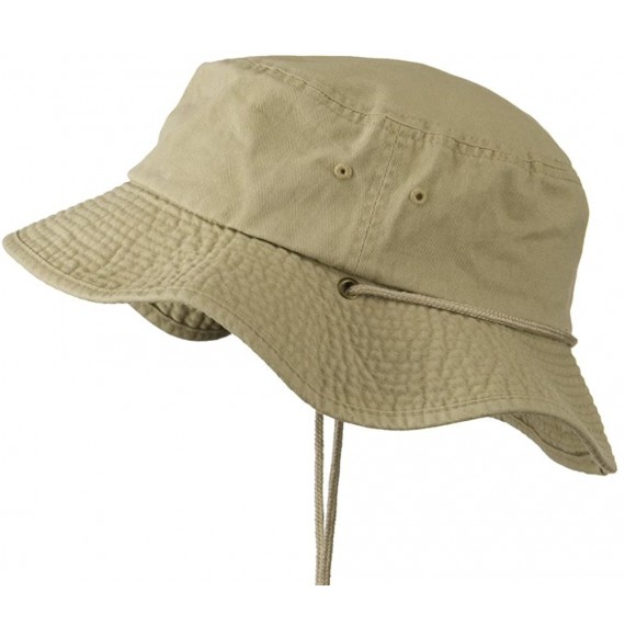 Sun Hats Big Size Washed Bucket Hat with Chin Cord - Khaki - CY11HPANYST