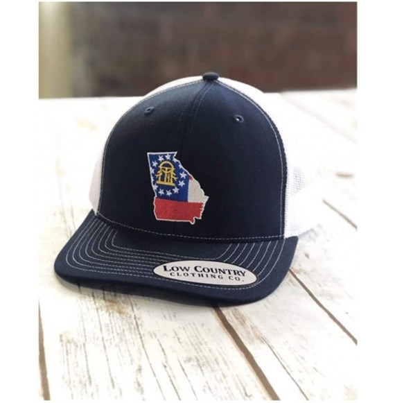 Baseball Caps Georgia State Flag Adjustable Hat - Embroidered on 112 Trucker Hat - Navy - C818ACN4O52