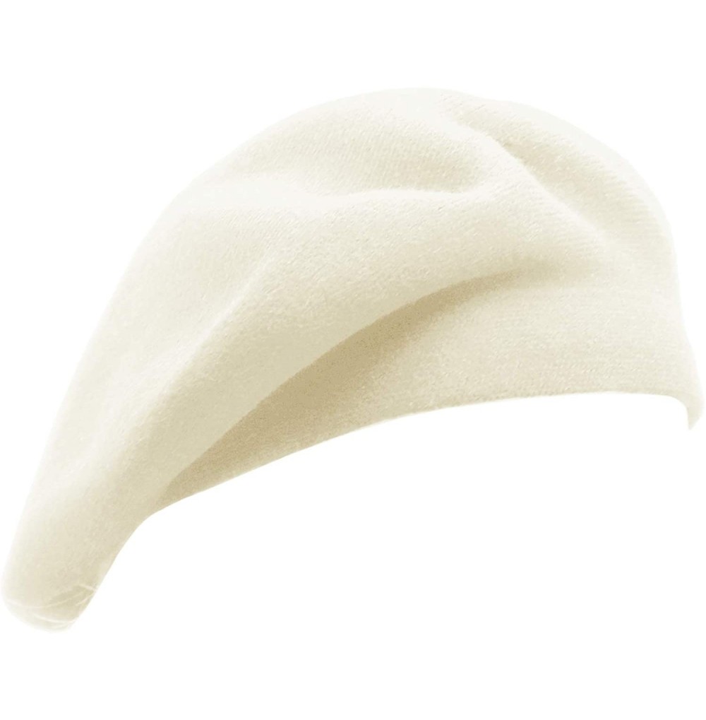 Berets French Beret Hat-Reversible Solid Color Cashmere Beret Cap for Womens Girls Lady Adults - White - CT18KGEXRNQ