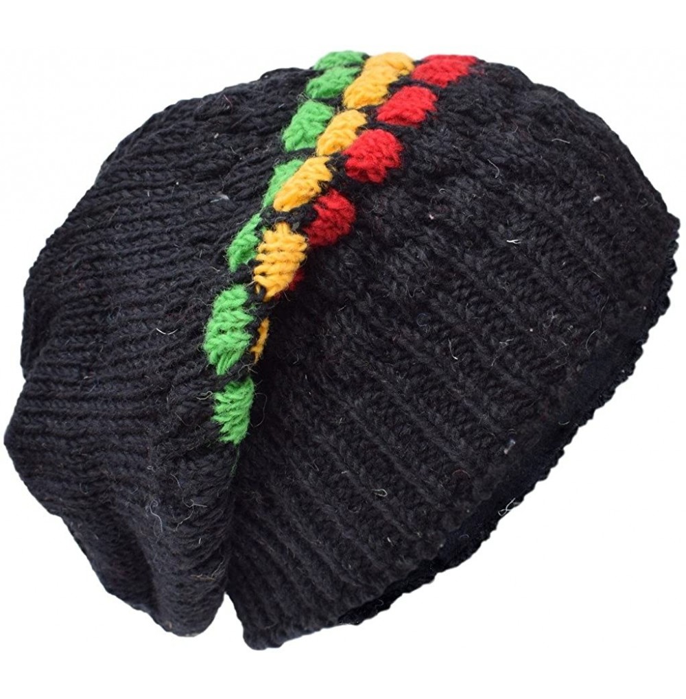 Skullies & Beanies Woolen Knitted Fleece Lined Multicoloured Beanie Hats - P - CL12O9TYTKL