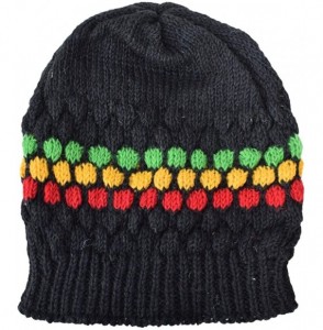 Skullies & Beanies Woolen Knitted Fleece Lined Multicoloured Beanie Hats - P - CL12O9TYTKL