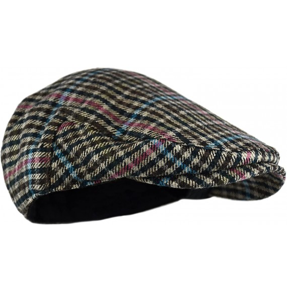 Newsboy Caps Men's Classic Herringbone Tweed Wool Blend Newsboy Ivy Hat (Large/X-Large- Charcoal) - Houndstooth Blue - C917YZ...
