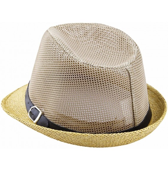 Fedoras Fedora Hats for Women Men-Braid Straw Short Brim Jazz Panama Cap - 02-apricot - CO1868DA0HA