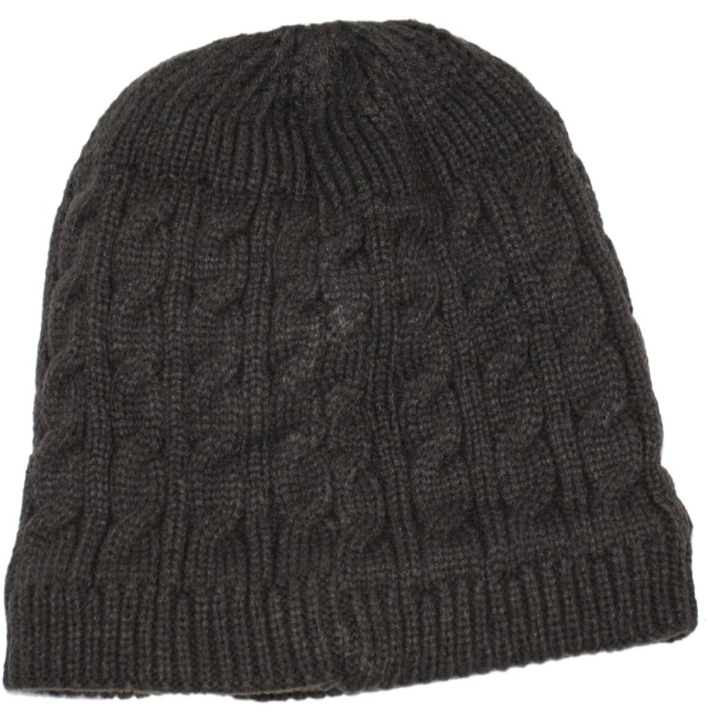 Skullies & Beanies Classic Cold Weather Cable Knit Beanie with Plush Lining - Taupe Brown - CJ12BOZC0I1