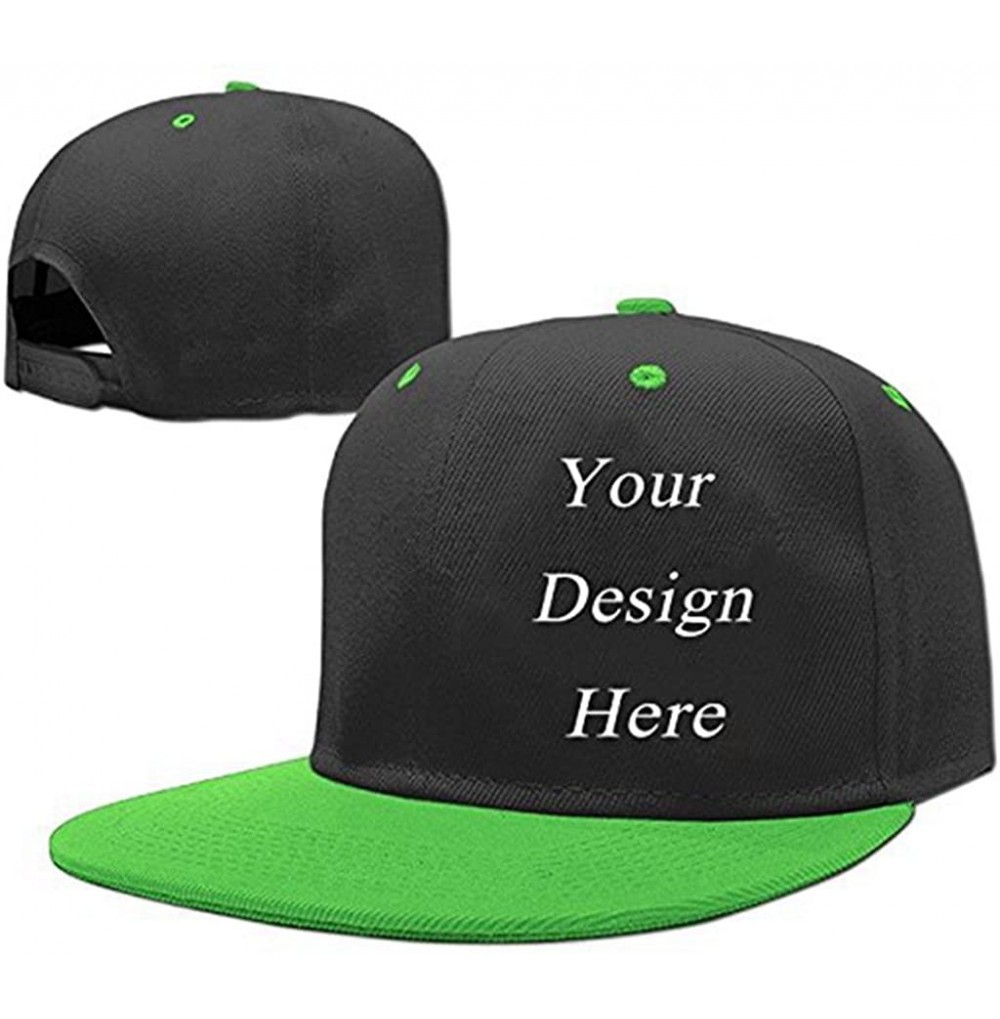 Baseball Caps Classic Cotton Adjustable Baseball Plain Cap-Custom Hip Hop Dad Trucker Snapback Hat - Black-green - CG1843YO538
