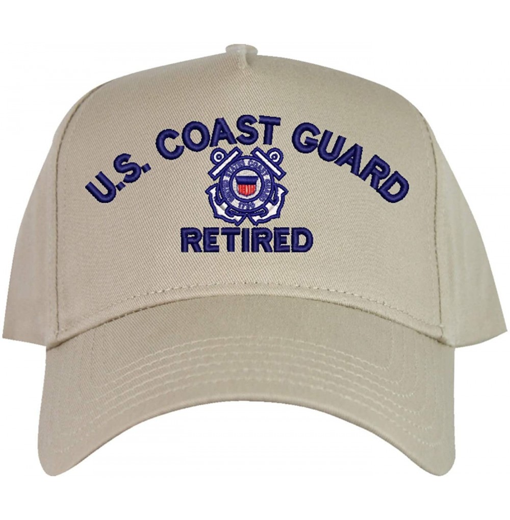 Baseball Caps U.S. Coast Guard Retired Embroidered Cap - Khaki - High Profile - Cotton Twill - Import - CA18OXY8WWC