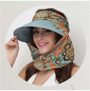 Sun Hats Women Sunhat Wide Brim Visor Hats Removable Neck Flap Cover Caps UPF 50+ - Blue - CT18DMTS88Y