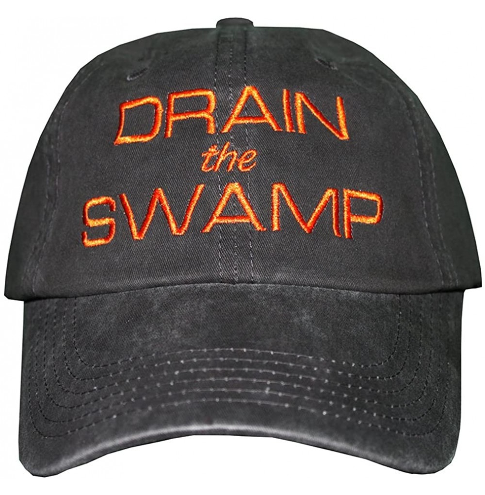 Baseball Caps Drain The Swamp Hat Trump Cap - Distressed Black/Brightorangeembr. - CT12N4WLCMF