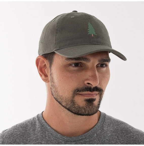 Baseball Caps Evergreen Tree Embroidered Dad Hat - Adjustable Polo Style Cap for Men & Women - Olive - CR18L9U8OYM
