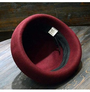 Bucket Hats 100% Wool Felt Cloche Bucket Bowler Hat Wedding Hats Winter Women Church Hats - Wine Red4 - CK18MCKMA2T