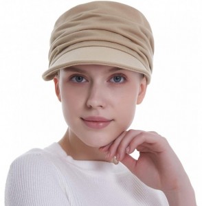 Skullies & Beanies Fashion Hat Cap with Brim Visor for Woman Ladies- Best for Daily Use - Beige - CD18TIX0O34