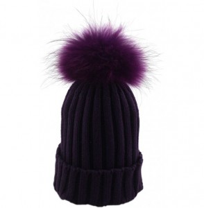 Skullies & Beanies Womens Pom Pom Beanie Hat Winter Fur Hairball Knit Cap - Purple - CY1870GYXOR