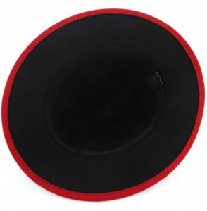 Fedoras Fedora Hat Trend Red Black Patchwork Wool Felt Jazz Casual Men Women Leather Band Wide Brim Felt Hat - Red Black - C3...