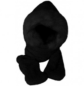 Skullies & Beanies Cute Ears Women Hats- Winter Warm Faux Fur Caps Fluffy Hood Hat Snood Pocket Hats Gloves (Black) - C818L97...