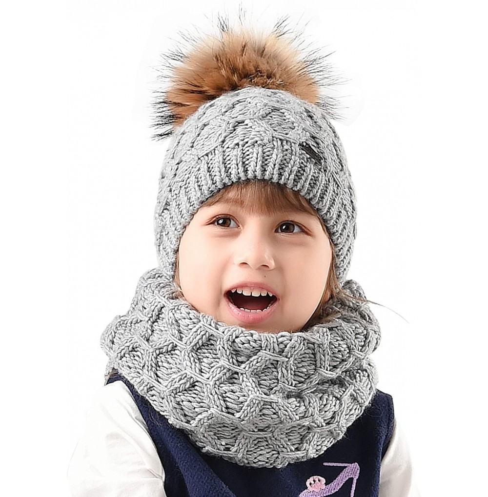 Skullies & Beanies Womens Winter Hat and Scarf Set for Girls Knitted Beanie Hat Pom Pom Hats Infinity Scarf - CK187ANUXQE