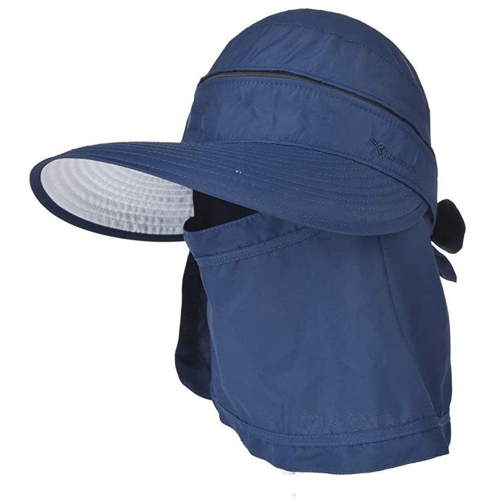 Sun Hats Women 3 in 1 Zip Off Wide Brim Folding Sun Hat UV Protection Neck Face Flap Cap Summer Outdoor Beach Visor Hats - CR...