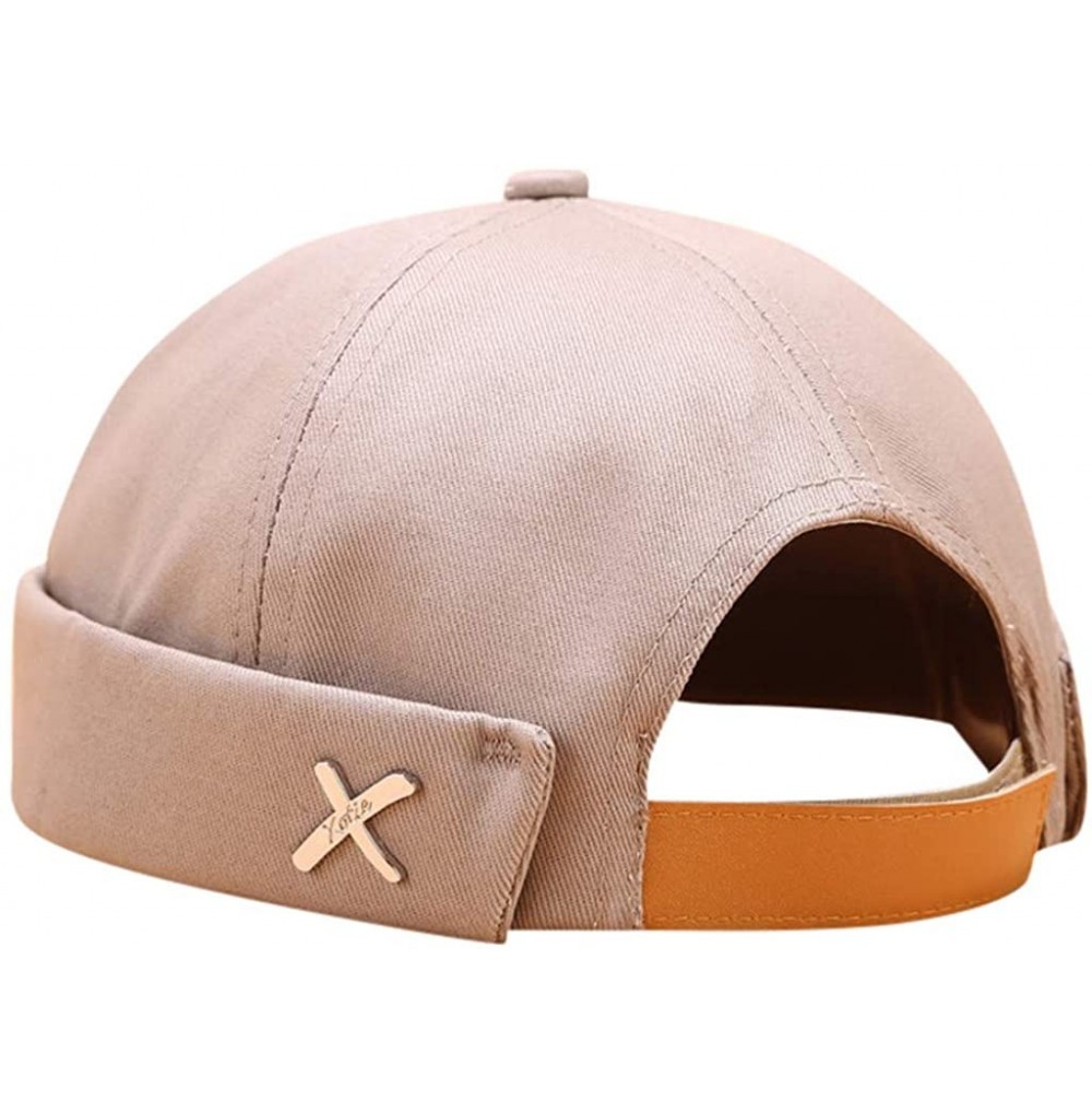 Bucket Hats Fashion Docker Leon Harbour Mechanic Hat Watch Cap Breathable Retro Brimless Beanie Hat Unisex - Khaki - CQ18U09NQ8T