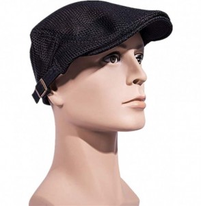 Newsboy Caps Men's Linen Duckbill Ivy Newsboy Hat Scally Flat Cap - A-brown/Black - CE18SHQTM39