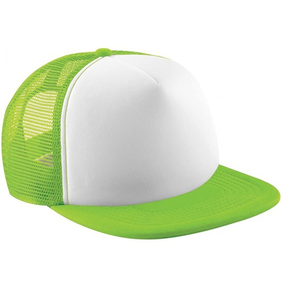 Baseball Caps Vintage Plain Snap-Back Trucker Cap - Lime Green/White - C411E5OBOSV