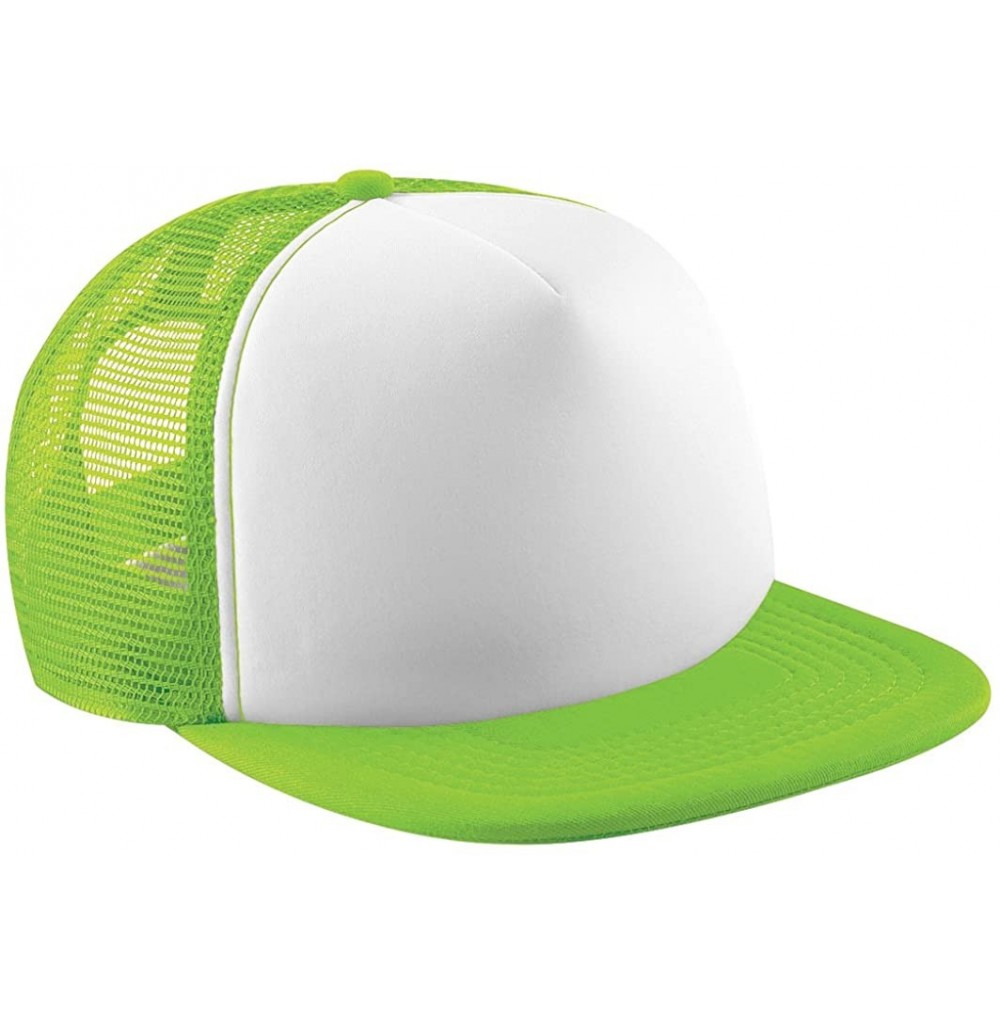 Baseball Caps Vintage Plain Snap-Back Trucker Cap - Lime Green/White - C411E5OBOSV