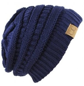 Skullies & Beanies Unisex Trendy Warm Chunky Soft Stretch Cable Knit Slouchy Beanie Skully navy one size fits all - CE128EPTJO7