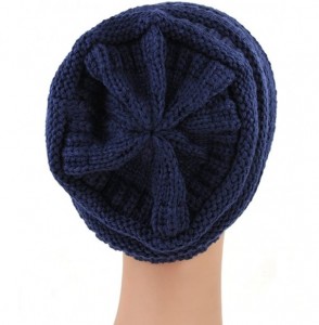 Skullies & Beanies Unisex Trendy Warm Chunky Soft Stretch Cable Knit Slouchy Beanie Skully navy one size fits all - CE128EPTJO7