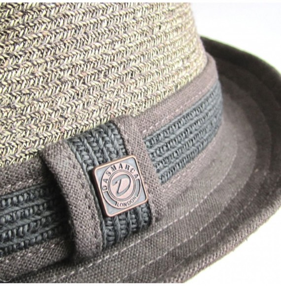 Fedoras Mens Summer Linen Trilby Hat - Brown - C112ES9JHAN