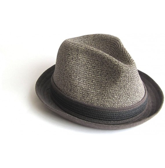 Fedoras Mens Summer Linen Trilby Hat - Brown - C112ES9JHAN