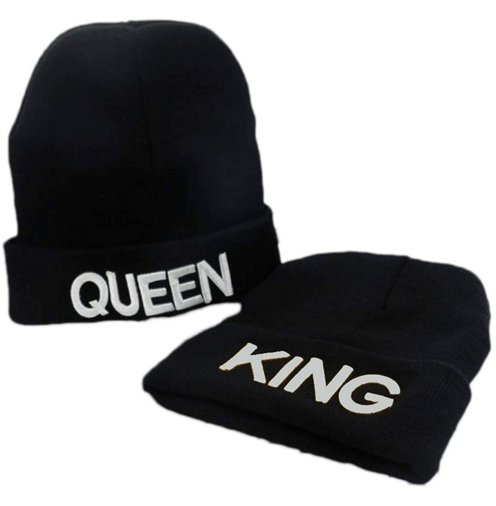 Skullies & Beanies Couple Beanie Skull Cap King Queen Knit Hat for Men & Women - Cp - C918NG348MX